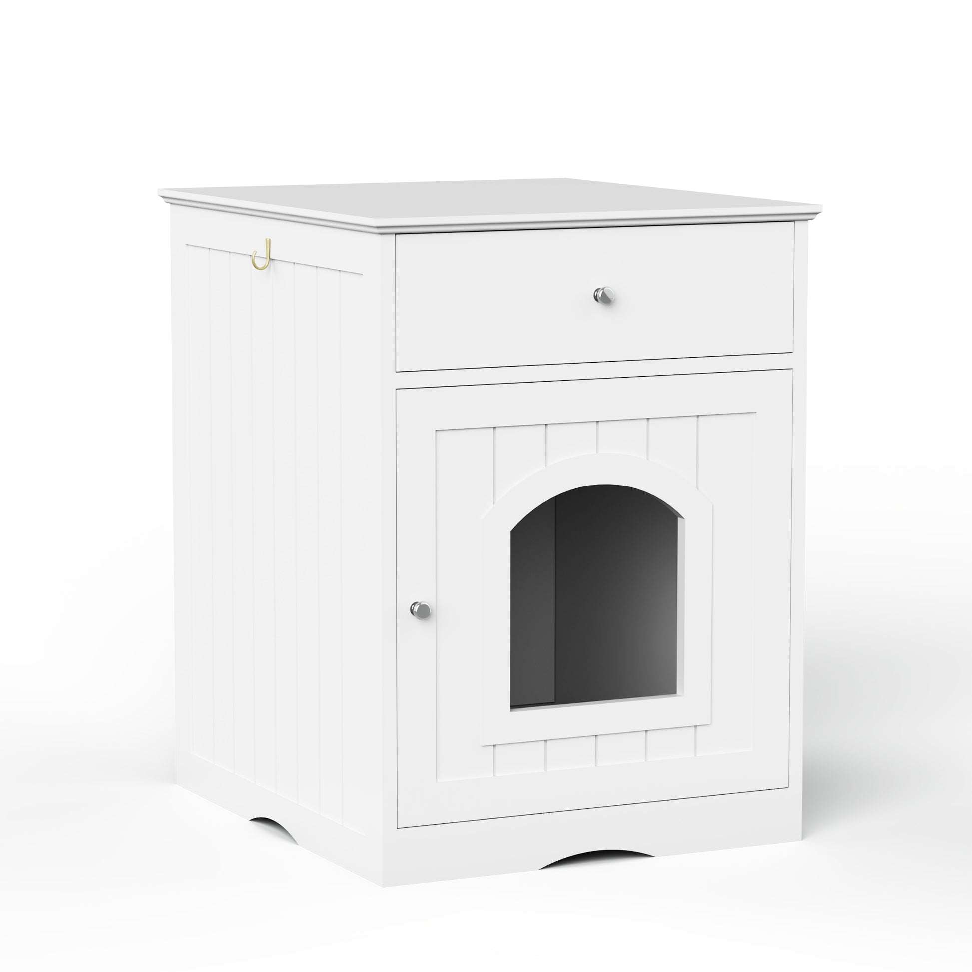 Wooden Pet House Litter Box Fence with Drawers