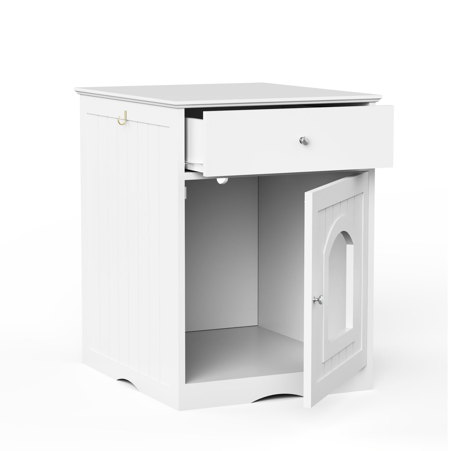 Wooden Pet House Litter Box Fence with Drawers