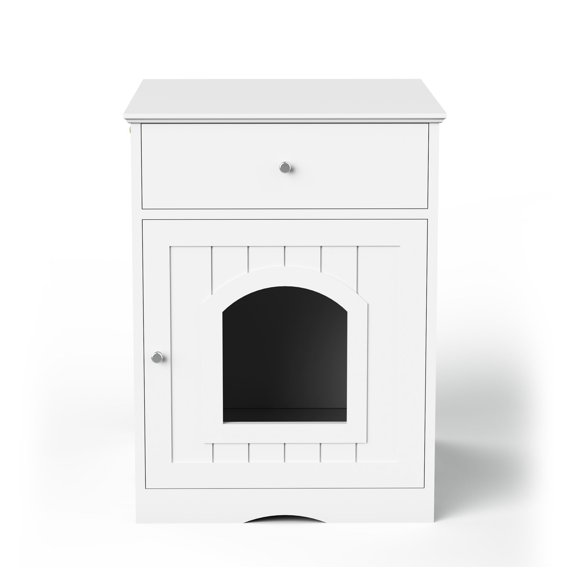 Wooden Pet House Litter Box Fence with Drawers