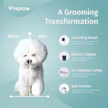 Pet Grooming Vacuum Kit All Inclusive with Paw Trimmer & Nail Grinder - 11000Pa Powerful Suction with HEPA Filter