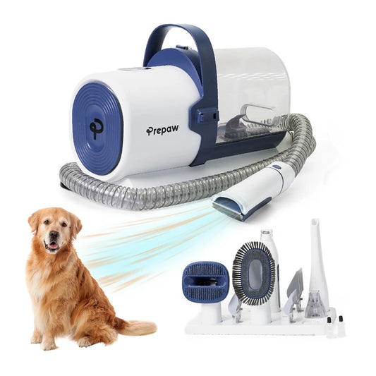 Pet Grooming Vacuum Kit All Inclusive with Paw Trimmer & Nail Grinder - 11000Pa Powerful Suction with HEPA Filter