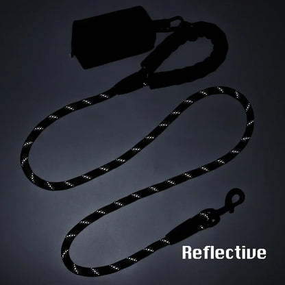 Durable Dog Leash with Poop Bag Dispenser - Reflective Material for Nighttime Safety