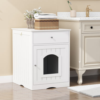 Wooden Pet House Litter Box Fence with Drawers